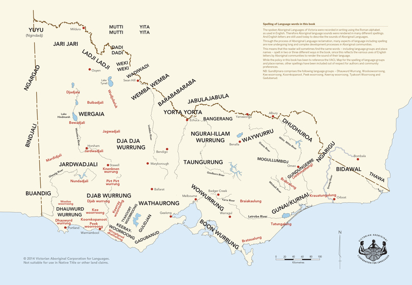 A map of Victoria featuring Aboriginal place names.