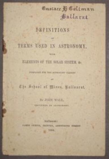 An old document about the Definitions and terms used in Astronomy